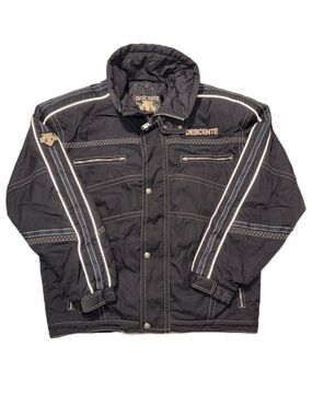 Vintage Descente XL Black Silver Ski & Snowboard Jacket Reflective Trim